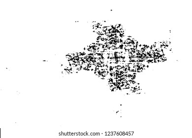 Grunge overlay layer. Abstract black and white vector background. Monochrome vintage surface with dirty pattern in cracks, spots, dots. Old wall in dark horror style design