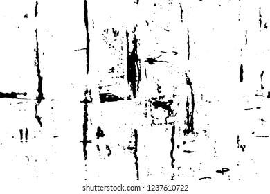 Grunge overlay layer. Abstract black and white vector background. Monochrome vintage surface with dirty pattern in cracks, spots, dots. Old wall in dark horror style design