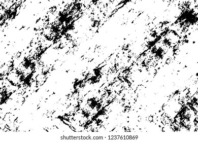 Grunge overlay layer. Abstract black and white vector background. Monochrome vintage surface with dirty pattern in cracks, spots, dots. Old wall in dark horror style design