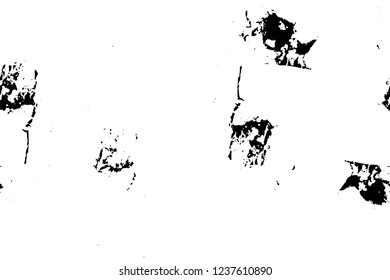 Grunge overlay layer. Abstract black and white vector background. Monochrome vintage surface with dirty pattern in cracks, spots, dots. Old wall in dark horror style design
