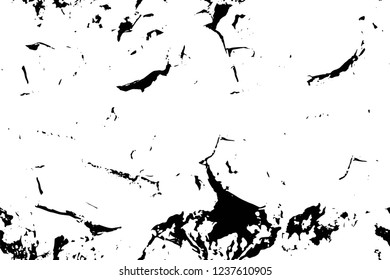 Grunge overlay layer. Abstract black and white vector background. Monochrome vintage surface with dirty pattern in cracks, spots, dots. Old wall in dark horror style design
