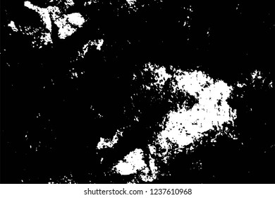 Grunge overlay layer. Abstract black and white vector background. Monochrome vintage surface with dirty pattern in cracks, spots, dots. Old wall in dark horror style design