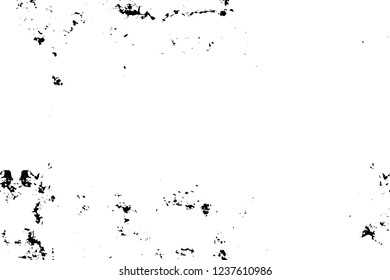 Grunge overlay layer. Abstract black and white vector background. Monochrome vintage surface with dirty pattern in cracks, spots, dots. Old wall in dark horror style design