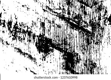 Grunge overlay layer. Abstract black and white vector background. Monochrome vintage surface with dirty pattern in cracks, spots, dots. Old wall in dark horror style design