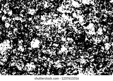 Grunge overlay layer. Abstract black and white vector background. Monochrome vintage surface with dirty pattern in cracks, spots, dots. Old wall in dark horror style design