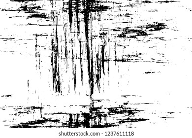 Grunge overlay layer. Abstract black and white vector background. Monochrome vintage surface with dirty pattern in cracks, spots, dots. Old wall in dark horror style design