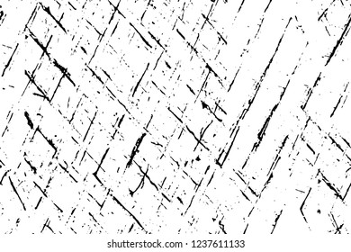 Grunge overlay layer. Abstract black and white vector background. Monochrome vintage surface with dirty pattern in cracks, spots, dots. Old wall in dark horror style design