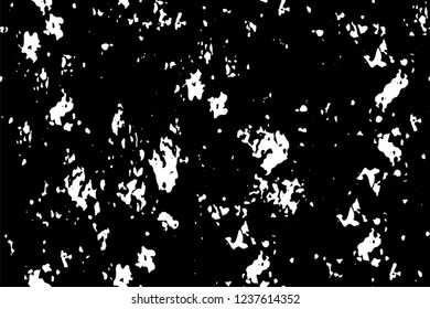 Grunge overlay layer. Abstract black and white vector background. Monochrome vintage surface with dirty pattern in cracks, spots, dots. Old wall in dark horror style design