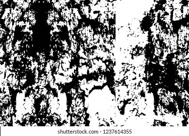 Grunge overlay layer. Abstract black and white vector background. Monochrome vintage surface with dirty pattern in cracks, spots, dots. Old wall in dark horror style design