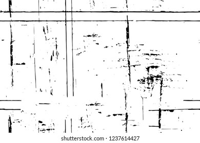 Grunge overlay layer. Abstract black and white vector background. Monochrome vintage surface with dirty pattern in cracks, spots, dots. Old wall in dark horror style design