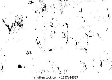 Grunge overlay layer. Abstract black and white vector background. Monochrome vintage surface with dirty pattern in cracks, spots, dots. Old wall in dark horror style design