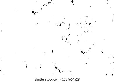 Grunge overlay layer. Abstract black and white vector background. Monochrome vintage surface with dirty pattern in cracks, spots, dots. Old wall in dark horror style design