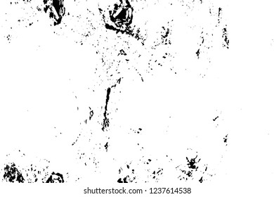 Grunge overlay layer. Abstract black and white vector background. Monochrome vintage surface with dirty pattern in cracks, spots, dots. Old wall in dark horror style design
