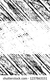 Grunge overlay layer. Abstract black and white vector background. Monochrome vintage surface with dirty pattern in cracks, spots, dots. Old wall in dark horror style design