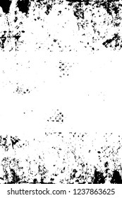 Grunge overlay layer. Abstract black and white vector background. Monochrome vintage surface with dirty pattern in cracks, spots, dots. Old wall in dark horror style design