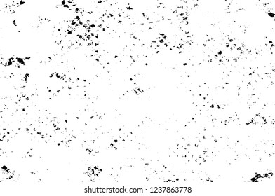 Grunge overlay layer. Abstract black and white vector background. Monochrome vintage surface with dirty pattern in cracks, spots, dots. Old wall in dark horror style design
