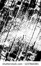 Grunge overlay layer. Abstract black and white vector background. Monochrome vintage surface with dirty pattern in cracks, spots, dots. Old wall in dark horror style design