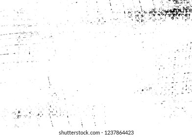 Grunge overlay layer. Abstract black and white vector background. Monochrome vintage surface with dirty pattern in cracks, spots, dots. Old wall in dark horror style design
