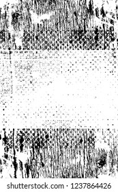 Grunge overlay layer. Abstract black and white vector background. Monochrome vintage surface with dirty pattern in cracks, spots, dots. Old wall in dark horror style design