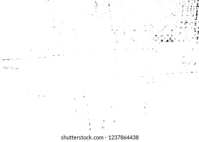 Grunge overlay layer. Abstract black and white vector background. Monochrome vintage surface with dirty pattern in cracks, spots, dots. Old wall in dark horror style design