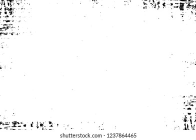 Grunge overlay layer. Abstract black and white vector background. Monochrome vintage surface with dirty pattern in cracks, spots, dots. Old wall in dark horror style design