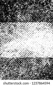 Grunge overlay layer. Abstract black and white vector background. Monochrome vintage surface with dirty pattern in cracks, spots, dots. Old wall in dark horror style design