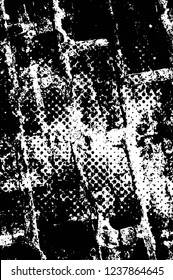 Grunge overlay layer. Abstract black and white vector background. Monochrome vintage surface with dirty pattern in cracks, spots, dots. Old wall in dark horror style design