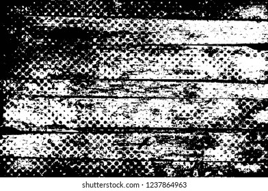 Grunge overlay layer. Abstract black and white vector background. Monochrome vintage surface with dirty pattern in cracks, spots, dots. Old wall in dark horror style design