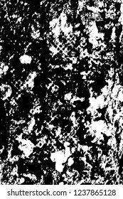 Grunge overlay layer. Abstract black and white vector background. Monochrome vintage surface with dirty pattern in cracks, spots, dots. Old wall in dark horror style design