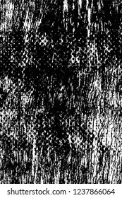 Grunge overlay layer. Abstract black and white vector background. Monochrome vintage surface with dirty pattern in cracks, spots, dots. Old wall in dark horror style design