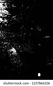 Grunge overlay layer. Abstract black and white vector background. Monochrome vintage surface with dirty pattern in cracks, spots, dots. Old wall in dark horror style design