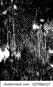 Grunge overlay layer. Abstract black and white vector background. Monochrome vintage surface with dirty pattern in cracks, spots, dots. Old wall in dark horror style design