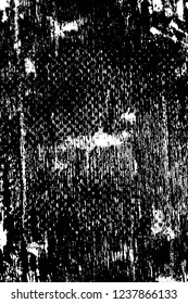 Grunge overlay layer. Abstract black and white vector background. Monochrome vintage surface with dirty pattern in cracks, spots, dots. Old wall in dark horror style design