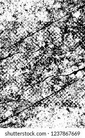 Grunge overlay layer. Abstract black and white vector background. Monochrome vintage surface with dirty pattern in cracks, spots, dots. Old wall in dark horror style design