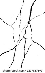 Grunge overlay layer. Abstract black and white vector background. Monochrome vintage surface with dirty pattern in cracks, spots, dots. Old wall in dark horror style design