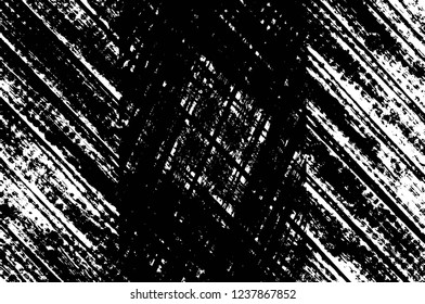 Grunge overlay layer. Abstract black and white vector background. Monochrome vintage surface with dirty pattern in cracks, spots, dots. Old wall in dark horror style design