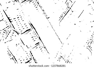 Grunge overlay layer. Abstract black and white vector background. Monochrome vintage surface with dirty pattern in cracks, spots, dots. Old wall in dark horror style design
