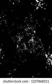 Grunge overlay layer. Abstract black and white vector background. Monochrome vintage surface with dirty pattern in cracks, spots, dots. Old wall in dark horror style design