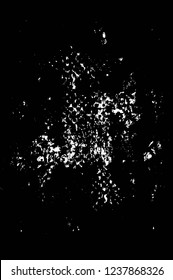Grunge overlay layer. Abstract black and white vector background. Monochrome vintage surface with dirty pattern in cracks, spots, dots. Old wall in dark horror style design