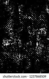 Grunge overlay layer. Abstract black and white vector background. Monochrome vintage surface with dirty pattern in cracks, spots, dots. Old wall in dark horror style design