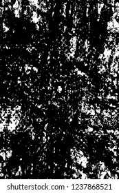 Grunge overlay layer. Abstract black and white vector background. Monochrome vintage surface with dirty pattern in cracks, spots, dots. Old wall in dark horror style design