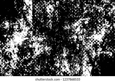 Grunge overlay layer. Abstract black and white vector background. Monochrome vintage surface with dirty pattern in cracks, spots, dots. Old wall in dark horror style design