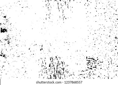 Grunge overlay layer. Abstract black and white vector background. Monochrome vintage surface with dirty pattern in cracks, spots, dots. Old wall in dark horror style design