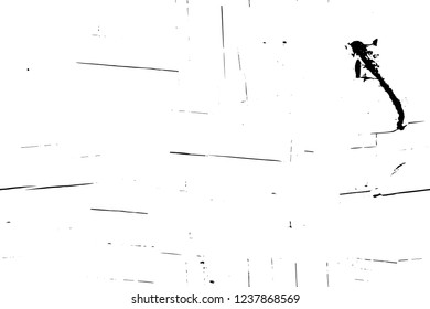 Grunge overlay layer. Abstract black and white vector background. Monochrome vintage surface with dirty pattern in cracks, spots, dots. Old wall in dark horror style design