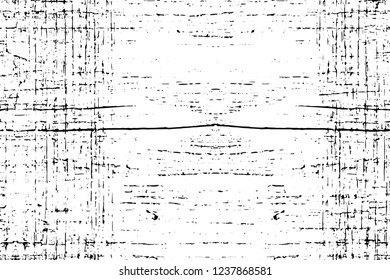 Grunge overlay layer. Abstract black and white vector background. Monochrome vintage surface with dirty pattern in cracks, spots, dots. Old wall in dark horror style design