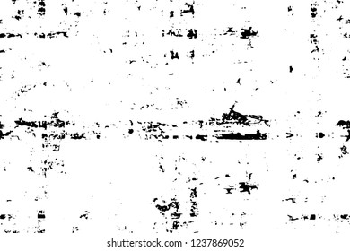 Grunge overlay layer. Abstract black and white vector background. Monochrome vintage surface with dirty pattern in cracks, spots, dots. Old wall in dark horror style design