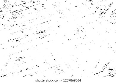 Grunge overlay layer. Abstract black and white vector background. Monochrome vintage surface with dirty pattern in cracks, spots, dots. Old wall in dark horror style design