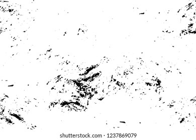 Grunge overlay layer. Abstract black and white vector background. Monochrome vintage surface with dirty pattern in cracks, spots, dots. Old wall in dark horror style design