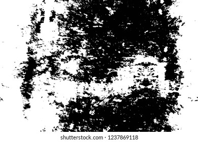 Grunge overlay layer. Abstract black and white vector background. Monochrome vintage surface with dirty pattern in cracks, spots, dots. Old wall in dark horror style design