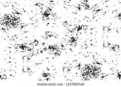 Grunge overlay layer. Abstract black and white vector background. Monochrome vintage surface with dirty pattern in cracks, spots, dots. Old wall in dark horror style design